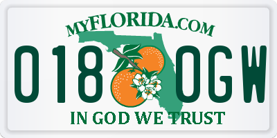 FL license plate 0180GW