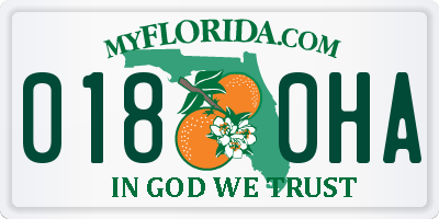 FL license plate 0180HA