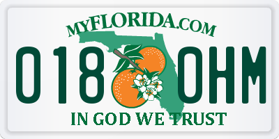 FL license plate 0180HM