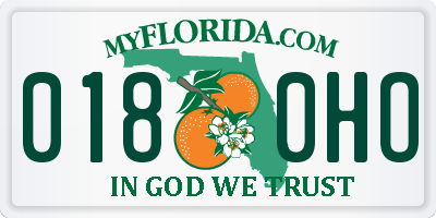 FL license plate 0180HO