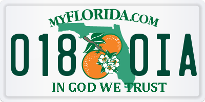FL license plate 0180IA