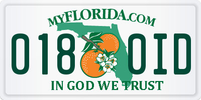 FL license plate 0180ID