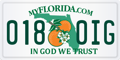 FL license plate 0180IG