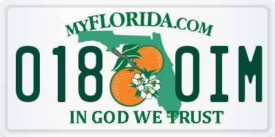 FL license plate 0180IM