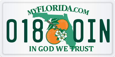 FL license plate 0180IN