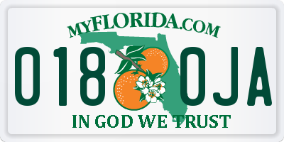 FL license plate 0180JA