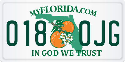 FL license plate 0180JG