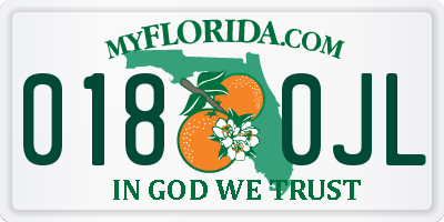 FL license plate 0180JL