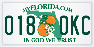 FL license plate 0180KC