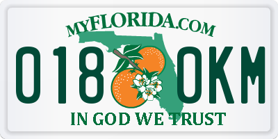 FL license plate 0180KM