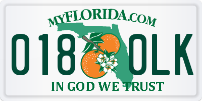FL license plate 0180LK