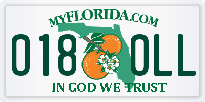 FL license plate 0180LL