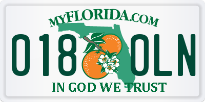 FL license plate 0180LN