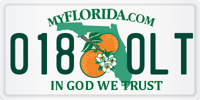FL license plate 0180LT