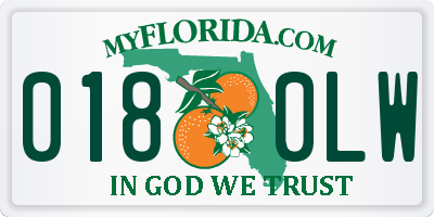 FL license plate 0180LW