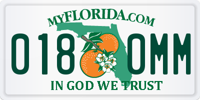 FL license plate 0180MM