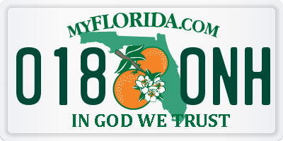 FL license plate 0180NH