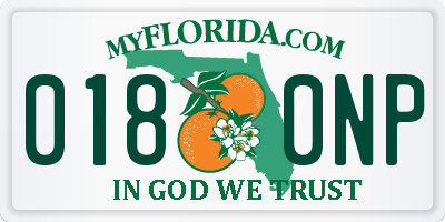 FL license plate 0180NP