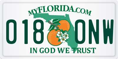 FL license plate 0180NW