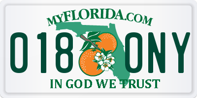 FL license plate 0180NY