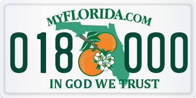 FL license plate 0180OO