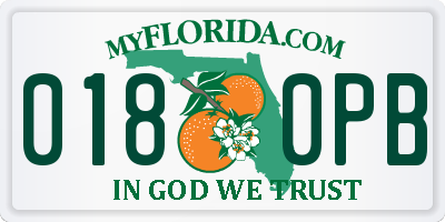 FL license plate 0180PB