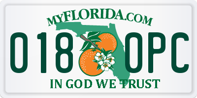 FL license plate 0180PC