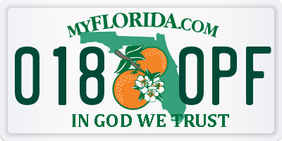 FL license plate 0180PF