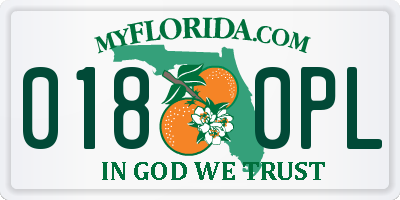 FL license plate 0180PL