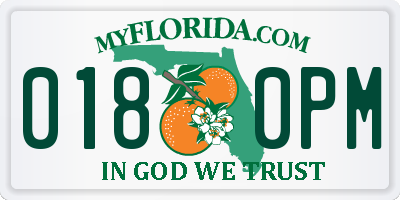 FL license plate 0180PM