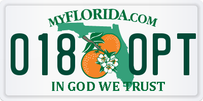 FL license plate 0180PT