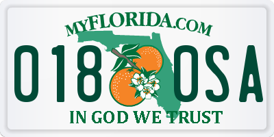 FL license plate 0180SA