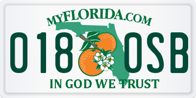 FL license plate 0180SB
