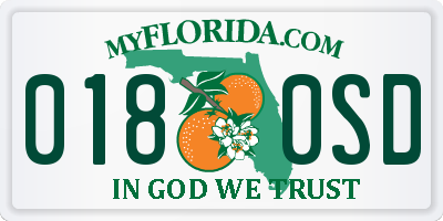 FL license plate 0180SD