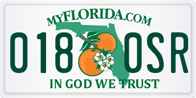 FL license plate 0180SR