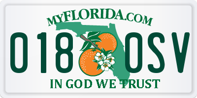 FL license plate 0180SV
