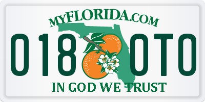 FL license plate 0180TO