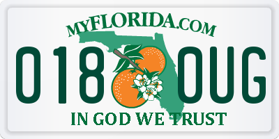 FL license plate 0180UG