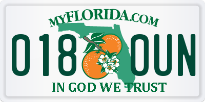 FL license plate 0180UN