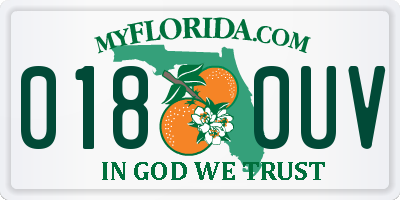 FL license plate 0180UV