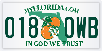 FL license plate 0180WB