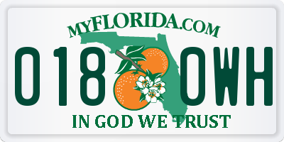 FL license plate 0180WH