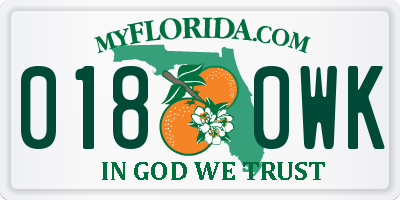 FL license plate 0180WK