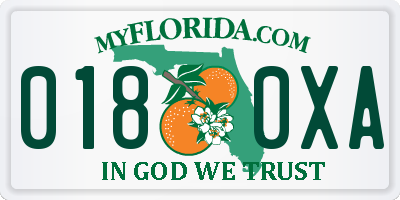 FL license plate 0180XA