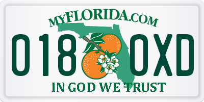 FL license plate 0180XD