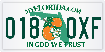 FL license plate 0180XF