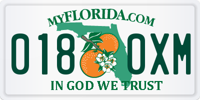 FL license plate 0180XM