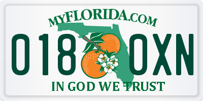FL license plate 0180XN