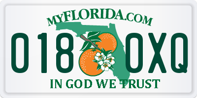 FL license plate 0180XQ