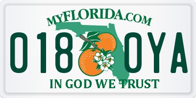 FL license plate 0180YA